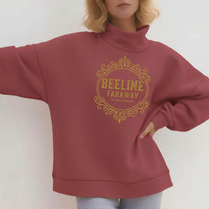 Custom <b>Top</b> Design Women's Winter Casual Solid 100% Cotton Fleece <b>Mock</b> <b>Neck</b> Embroidered Breathable Anti-Wrinkle Quick Dry Front - Product Image 3