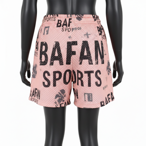 Shorts Deportivos Premium para Hombre, de Malla de Poliéster, 150 GSM, Transpirables, Color Rosa, Sublimación Completa, Logotipo Personalizado, Shorts para Mujer - Product Image 2