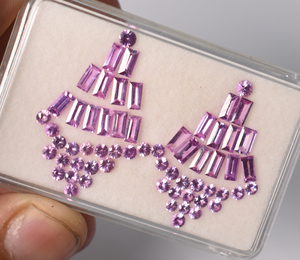 Juego de Gemas Sueltas de Zafiro Rosa Natural, Corte Baguette y Redondo, Pequeñas y Calibradas, para la Elaboración de Joyería - Product Image 4