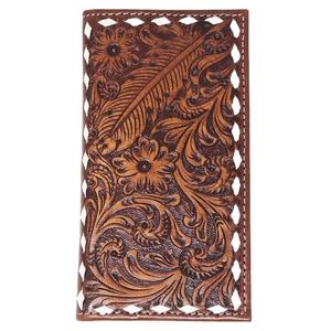 Cadeau parfait pour lui: nouvel arrivage de portefeuille long en cuir de vachette usiné à la main style vintage avec sculpture et protection RFID - Product Image 3