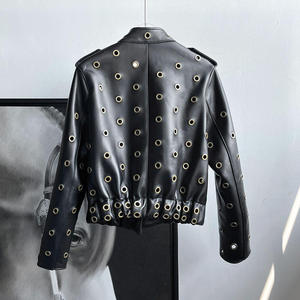 Veste en cuir véritable sur mesure de haute qualité avec design ajouré en cuir de mouton véritable pour femmes - Product Image 2