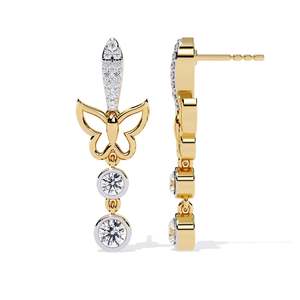 JEWELLERY PLANET Pendientes de Diamantes Cultivados en Laboratorio en Oro Amarillo para Mujer, Corte Brillante, Clásicos para Boda, Chapados en Oro de 14k-22k - Product Image 4
