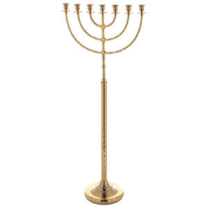 Ménorah juive artisanale, support de bougies Hanouka en laiton, ornement religieux décoratif pour la maison, la table, la synagogue - Product Image 2