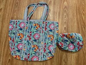 Traditional Indian Block Print Cotton Quilted Tote <b>Bag</b> with Coordinated Cosmetic Pouch for <b>Women</b>, College, <b>Beach</b> & Daily Carry - Product Image 4