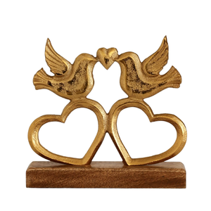 Statue d'oiseau en forme de cœur faite à la main, sculpture décorative d'oiseau amoureux avec motif de cœur pour la décoration de table, salon, chambre, bureau - Product Image 1