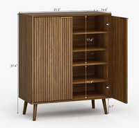 Meuble de rangement à chaussures en bois pour entrée, 5 niveaux, avec miroir