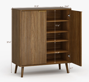 ตู้เก็บรองเท้าไม้สำหรับทางเข้าบ้าน 5 ชั้น พร้อมกระจก - Product Image 5