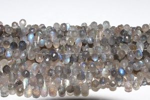 Gemas facetadas de labradorita natural con forma de gotas, piedras preciosas sueltas, facetas únicas, gemas de corte lateral - Product Image 5