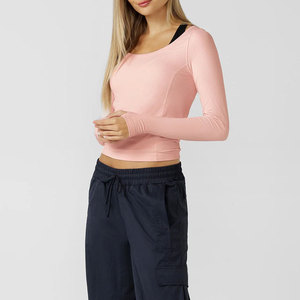 Conjunto Casual de Dos Piezas para Mujer, Tejido, Formal, Cuello Ancho, Puños con Orificio para el Pulgar, Ajuste Ceñido, Absorbe el Sudor, Color Sólido, Chaleco - Product Image 4
