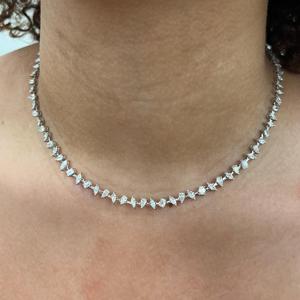 Multi Shape Lab Grown Diamond Tennis Necklaces 10K 14K 18K Solid Gold Prong Set 16 Inches Unique <b>Bridal</b> Wedding Choker Wholesale - Product Image 4