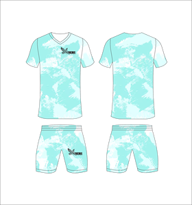 Conjunto de Uniforme de Fútbol Sublimado Personalizado, Patrón Artístico Azul Claro, Transpirable, de Secado Rápido, Camiseta de Fútbol para Equipo, Pantalones Cortos, para Hombres y Niños - Product Image 1