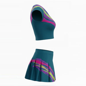 Costume de pom-pom girl personnalisé pour femmes, en polyester respirant, séchage rapide, vêtements de sport d'équipe, robe sans manches pour la danse scolaire - Product Image 4