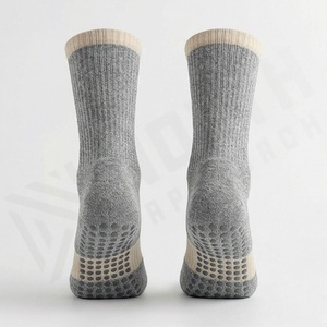 Crew <b>Socks</b> Gray Beige Solid Knitted Cotton Bamboo Fiber Breathable Daily Casual Adult Autumn Standard <b>Thickness</b> - Product Image 2
