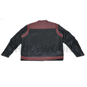 Chaqueta de Cuero Genuino de Cordero para Hombre, Chaqueta Clásica de Motociclista, Chaqueta Bomber de Cuero Real para Hombre OEM - Product Image 5