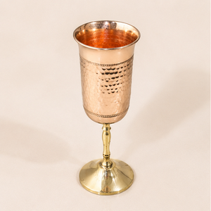 Copa de Cobre Martillado 100% Puro de Lujo con Tallo de Latón, Hecha a Mano, Vaso Ayurvédico para Beber Saludablemente y para el Hogar - Product Image 6