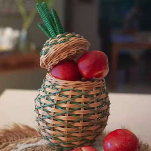 Panier à fruits en rotin en forme d'ananas, panier de rangement, design unique, panier cadeau en rotin, produits en vente - Product Image 4