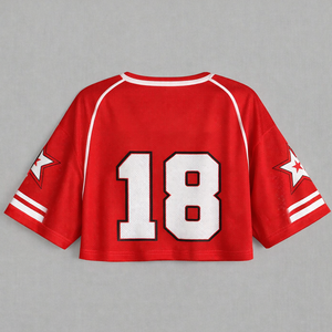 Trendy Women's Summer Fashion Streetwear Custom Number Print T Shirt Casual Loose V-neck Polyester Mesh American <b>Football</b> <b>Jersey</b> - Product Image 5