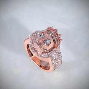 Rose Gold Plated Moissanite <b>Skull</b> Crown <b>Ring</b> 925 Silver Cocktail Band for Party Jewelry Rose Gold <b>Skull</b> Cocktail <b>Ring</b> - Product Image 1
