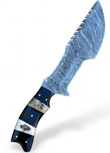 Outil de terrain artisanal en acier Damas, avec manche en corne de cerf noire - Product Image 3