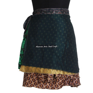 Hermosas minifaldas cruzadas multiusos, último estilo, faldas cortas cruzadas de seda, falda de buena calidad para niña/mujer, sari vintage. - Product Image 3