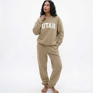 Ensemble de survêtement unisexe 2 pièces style urbain, en maille polyester/coton, réversible, grandes tailles et maternité, léger et respirant - Product Image 4