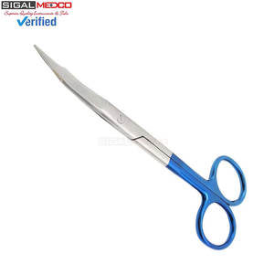 กรรไกรโค้งโกลด์แมนฟ็อกซ์ 5 นิ้ว ทังสเตนคาร์ไบด์เคลือบพลาสมาสีน้ำเงิน สำหรับงานละเอียด ความแม่นยำสูง ใช้ในงานผ่าตัดและทันตกรรม - Product Image 6