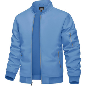 Blouson bomber uni pour homme, fermeture éclair, col montant, vêtement d'extérieur décontracté, coupe classique, matière polyester, automne - Product Image 6