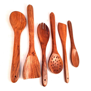 Juego de utensilios de cocina de madera personalizados, ecológicos, espátula, cuchara, volteador, cucharón, herramientas de 10 ml, oro rosa espejo - Product Image 6