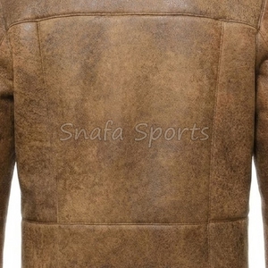 Abrigo Largo de Cuero Genuino Marrón para Hombre con Forro de Piel, Cálido para Invierno, Corte Ajustado, Chaqueta de Piel de Oveja - Product Image 5