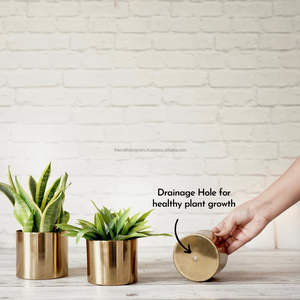 Pots de fleurs debout libres seaux en tôle de fer de haute qualité or plaqué métal jardinières ensemble vaisselle facile jardinière portable - Product Image 4