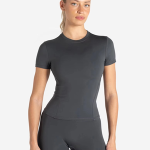 Camiseta de Verano para Mujer, de Algodón/Poliéster, Tejido Sólido, Anti-Pilling, Anti-Arrugas, Secado Rápido, Transpirable y Ecológica - Product Image 1