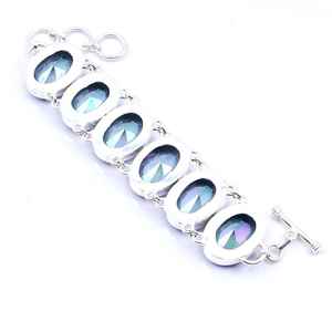 Bracelet en topaze mystique à coupe concave, argent sterling 925, bijoux faits à la main pour mariage, bracelet ajustable pour femmes - Product Image 5