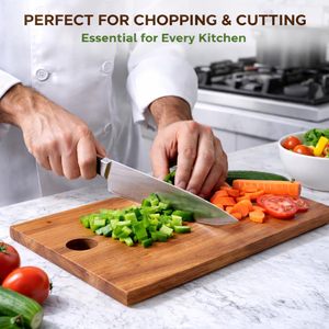 WOODESTA Solid <b>Wood</b> Rectangle Chopping Board With Handle Kitchen Cutting Block Single <b>Piece</b> Package - Product Image 2