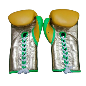 Yellow Leather Boxing <b>Gloves</b> Lace-Up Wrist Closure for Adults Training Gear 16oz Martial Arts Equipment Factory Price adults men - Product Image 3