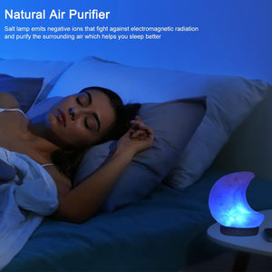 Lampe en sel rose de l'Himalaya naturel, forme demi-lune, lumière décorative en cristal, éclat chaud, décoration inspirée du Feng Shui, vente en gros - Product Image 4