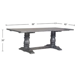 Table à manger rectangulaire gris patiné avec piédestal double tourné - Product Image 3