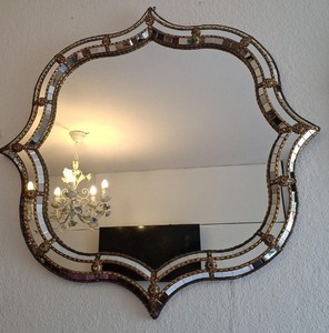 Espejo de pared veneciano estilo Murano vintage – Dorado / facetado - Product Image 3