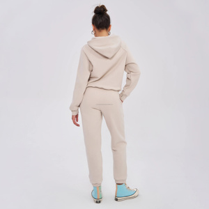 Ensemble de survêtement en polaire GSM 450 avec logo personnalisé unisexe, pantalon de jogging et capuche à demi-fermeture éclair pour femmes, vêtements de sport décontractés XL, sans couture de grande taille - Product Image 3