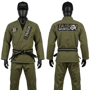 Combinaison de BJJ en coton tissé perlé noir 450 GSM, design à panneaux renforcés, broderie personnalisée, patch tissé, entraînement - Product Image 4
