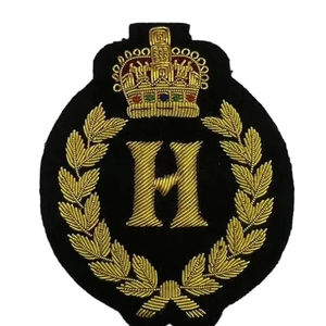 Badges en fil métallique brodés à la main, fabricants de badges en fil métallique sur mesure, fabricants de patchs métalliques 3D pour bérets, service OEM personnalisé - Product Image 6