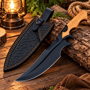 มีดล่าสัตว์ AHS Rustic ใบมีดเหล็กแบบ Fixed Blade ปลายแหลม ด้ามไม้ พร้อมปลอกหนัง - Product Image 2