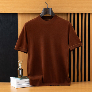 เสื้อยืดคอกลมแขนสั้นผู้ชาย สีพื้น ผ้าถัก ทรงปกติ สวมใส่สบาย 100% ผ้าฝ้าย แห้งเร็ว ระบายอากาศได้ดี น้ำหนัก 220 กรัม รับสกรีนโลโก้ - Product Image 2