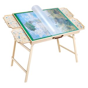 Portable 1500 Piece Jigsaw Puzzle <b>Table</b> with <b>Folding</b> Legs 4 Drawers Cover 34x25 Wooden Board Felt Surface Accessory - Product Image 1