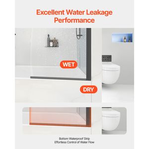 34 Pollici. L X 55 Pollici Porta Doccia in Vetro Temperato Senza Telaio a H, Girevole a 180 Gradi, Mezza Porta Vasca con Spessore di 10mm per Uso in Palestra - Product Image 5
