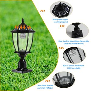 20\" Black Vintage Garden Light <b>Solar</b> <b>Powered</b> LED Outdoor <b>Lantern</b> with Elegant Glass Design for Pathways Yards & Patios - Product Image 6