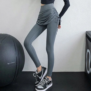 Leggings de Yoga Morados de Cintura Alta y Largo Completo con Detalle Fruncido, Cintura Elástica, Estiramiento en Cuatro Direcciones, Pantalones Sin Costuras de Run Apparel - Product Image 5