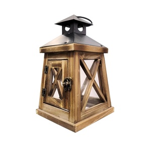 OEM Manufacturer Vintage Finish Wooden <b>Lantern</b> <b>Candle</b> Holder Rustic Decorative Piece For Home And Restaurant Tables - Product Image 5