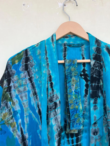 ชุดกิโมโนย้อมผ้าไหมสไตล์วินเทจหรูหราทำด้วยมือชุดเดรสโบฮีเมียนสำหรับเทศกาลฤดูร้อนฤดูใบไม้ร่วงและฤดูใบไม้ผลิ - Product Image 3