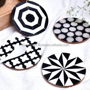 Ensemble de sous-verres élégants et classiques en acrylique, 4 pouces, 4 pièces, épaisseur 7 mm, pour la maison et les restaurants, décoration de table, tapis et dessous de verre de style indien - Product Image 6