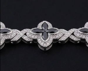 Bracelet chaîne Shravi Impex JW12 Moissanite Noir Marquise en Argent Sterling 925, Jonc à Maillons Glacés, Bijoux Hip Hop Unisexe Personnalisable - Product Image 2